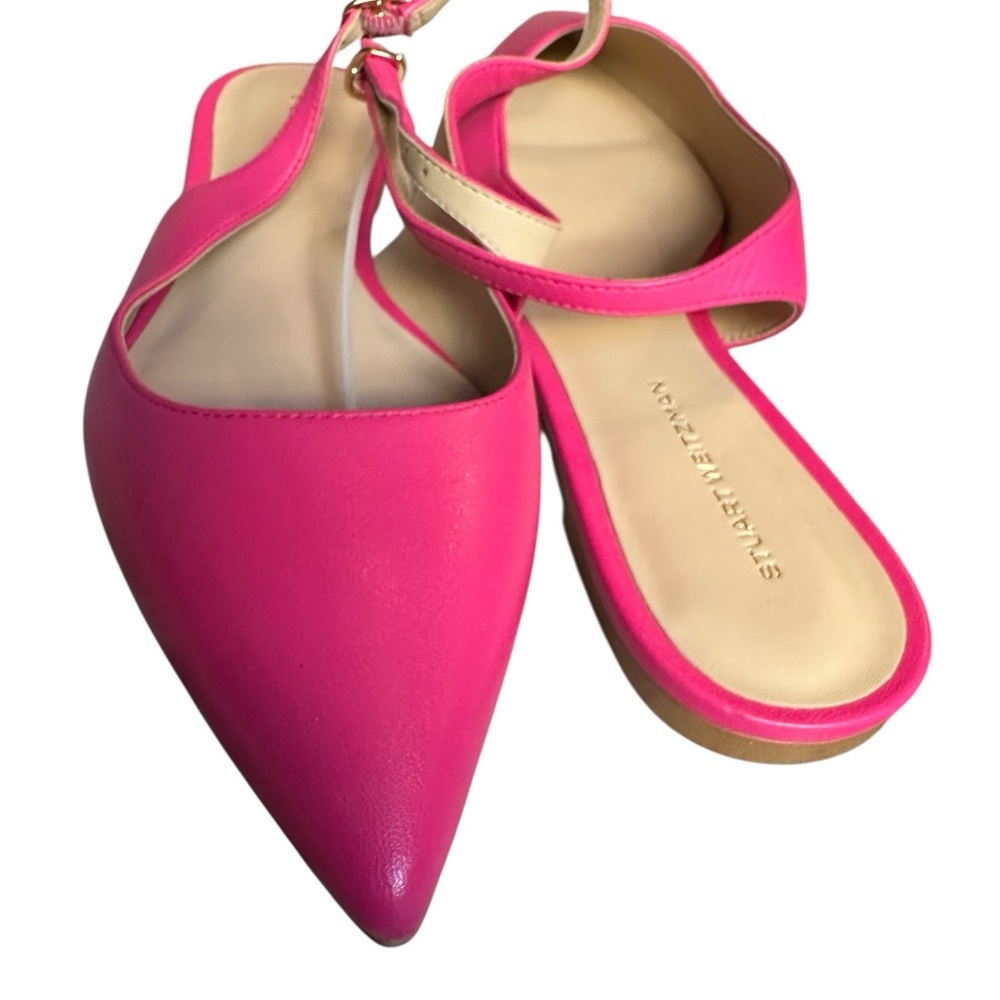 NEW Stuart Weitzman Mara Slingback Flats Pink Leather | Minimalist | MSRP$395 - Picture 5 of 8